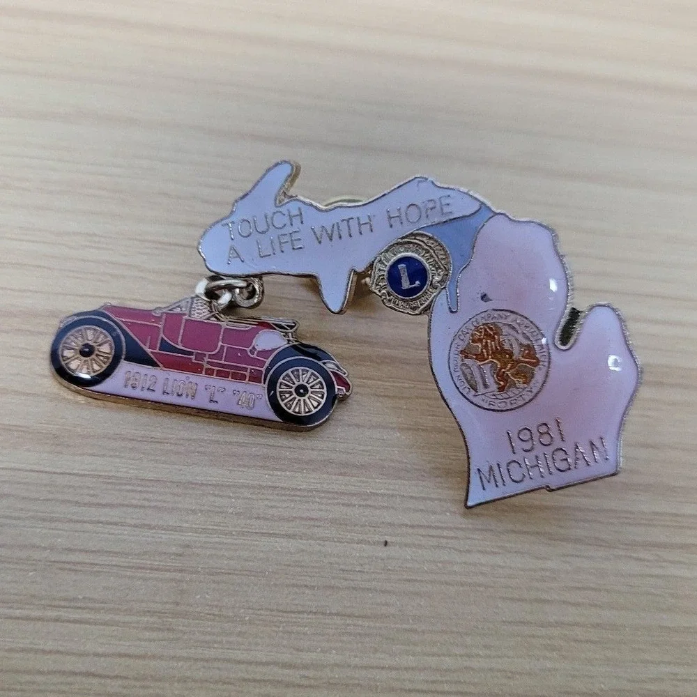 Lions Club Pin Michigan 1981 Touch A Life With Hope Car Lapel Hat Collectible
